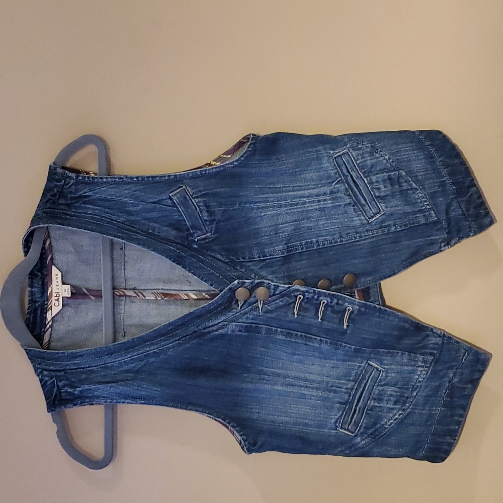 CAbi #347 Partridge Denim Waistcoat Vest Size M